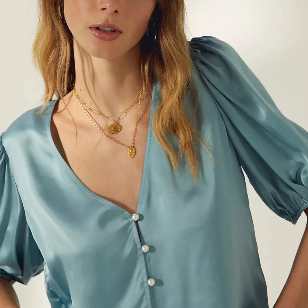 Aritzia Wilfred Bria Blouse in Sage Stone size Medium, Brand New with Tags - Picture 3 of 6